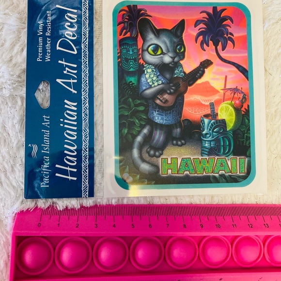 🌺HAWAIIAN ART DECAl: “Cheshire in Paradise”🏝🐈 - Picture 2 of 2